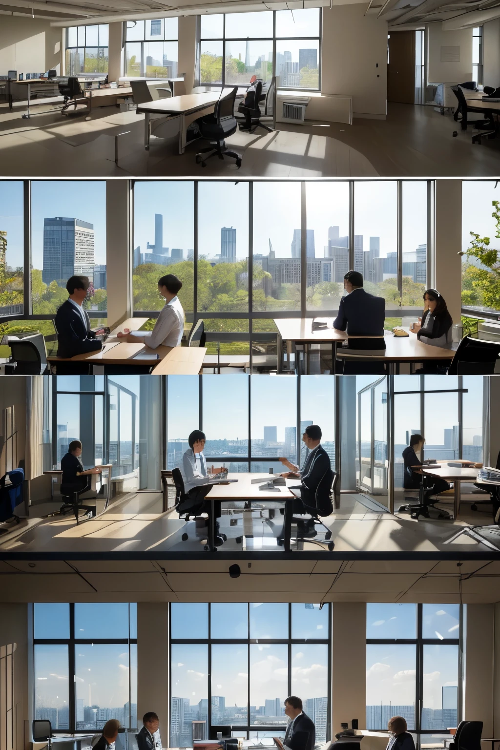 High-Resolution Office Scene: Division of Work (8K, Detailed, Masterpiece: 1.5)
Intricate details and photorealistic accuracy characterize this top-quality office scene, meticulously capturing the division of work. The office is bathed in a natural soft light, mimicking the warmth of midday sun filtered through tall modern windows.
The office setting consists of a semi-open floor plan, where a group of employees, dressed in corporate attire, are engrossed in their tasks. Each individual is meticulously posed to emphasize their role in the scene. The background is detailed, featuring caustics and photorealistic school buildings beyond