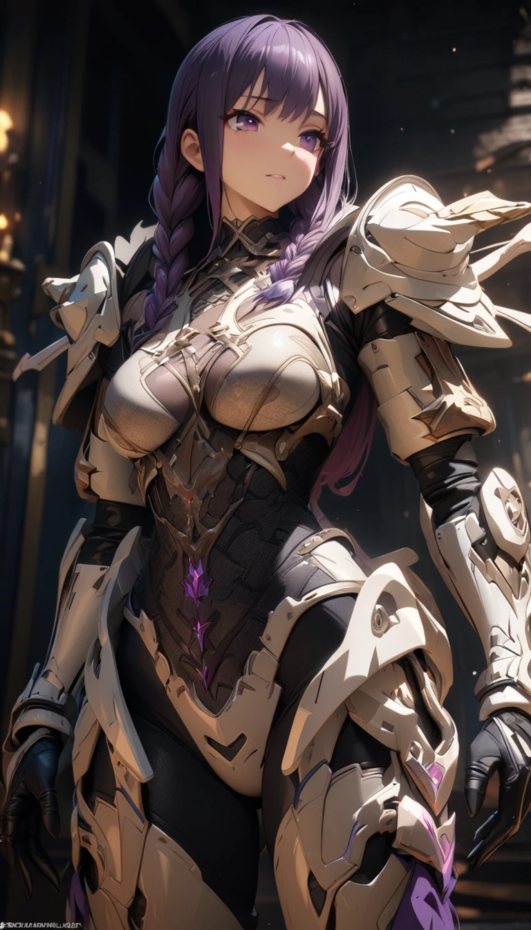 (high resolution,masterpiece,best quality,extremely detailed CG,),purple hair, purple eyes, long hair, white hair, double braids, gradient hair