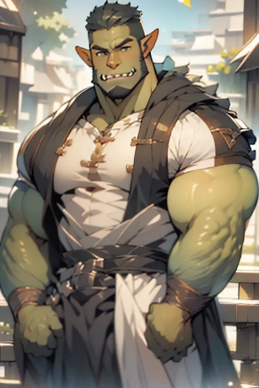 very highest quality, masterpieces, 4k, very finely detailed, detailed eyes, very detailed face (handsome, masculine, adult male, nice broad shoulders a group of Warcraft young orc males