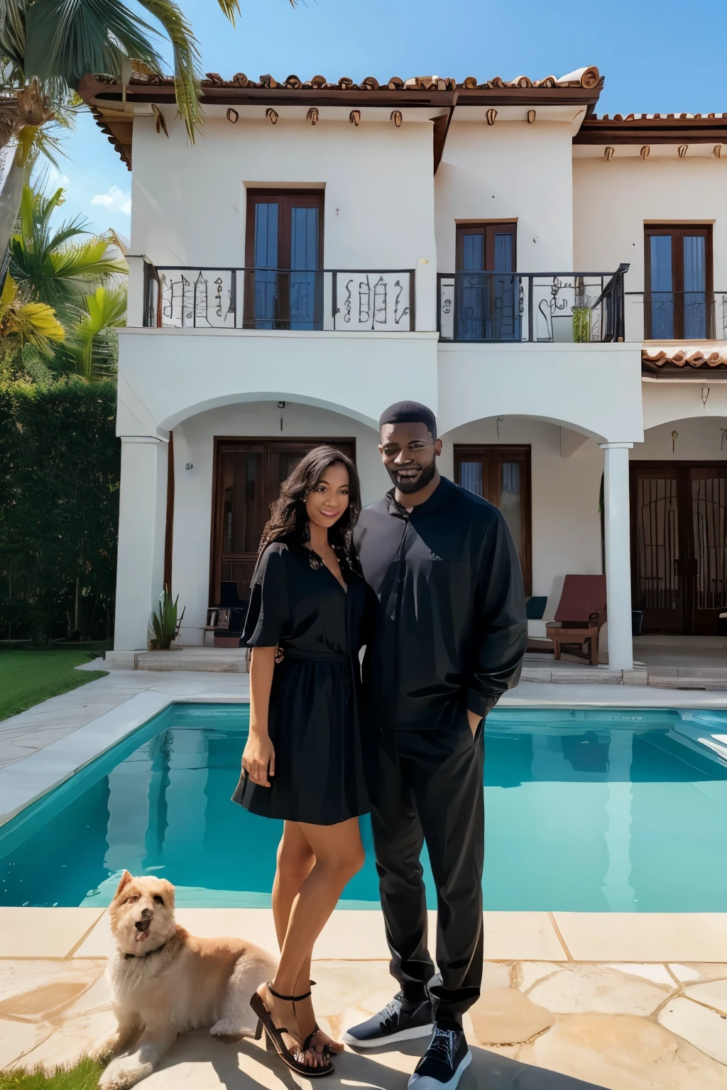 a beautiful black family in a beautiful villa protected by angels 