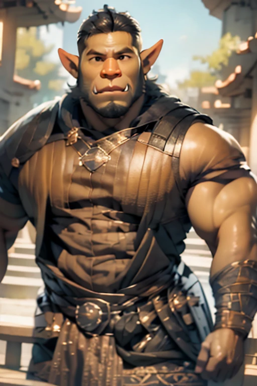 (((Solo character image.))) (((Generate a single character image.))) (((Dressed in medieval fantasy attire.))) (((Very sexy facial expression.))) (((She is considered very sexually attractive.))) Epic male fantasy character. (((He has legendary sex appeal.))) Sexy male fantasy character. Physique like a male warrior. Sexy smirk. This is a dashing male adventurer in a high fantasy setting. Long blond hair. Tight pants. Open vest. Swashbuckler fashion. He is attractive to women and has all the attributes that make him a heartthrob. (1boy, one male) (male focus) ((front view)) (full body), ((muscular male, bodybuilder)), (large pectorals) (big pecs), (hairy), (chest hair, abdomen hair), thick epic, heroic, tanned, perfect face, (detailed facial features), long hair, sexy smile, outdoor setting, highly detailed, volumetric light, artstation,