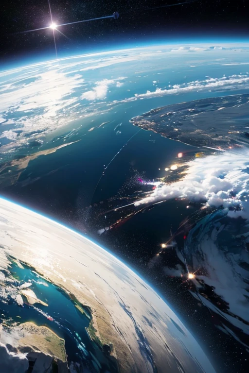 See the Earth from space，and the sun was shining brightly, photo of earth from space, earth in space, view from the space, footage from space camera, view from space, Earth in the distance, planet earth in the foreground, looming over earth in space, photo from space, Earth visible below, planet earth in the background, shot from space, Taken from the track