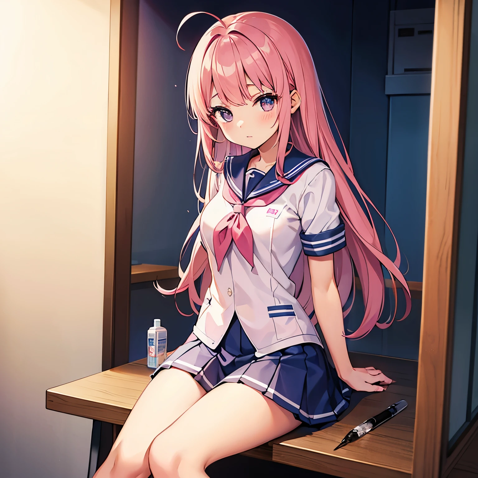 A pink-haired high school girl in a sailor uniform receives a vaccination、A man grabs your arm、Take the syringe and stick it into your upper arm.。.