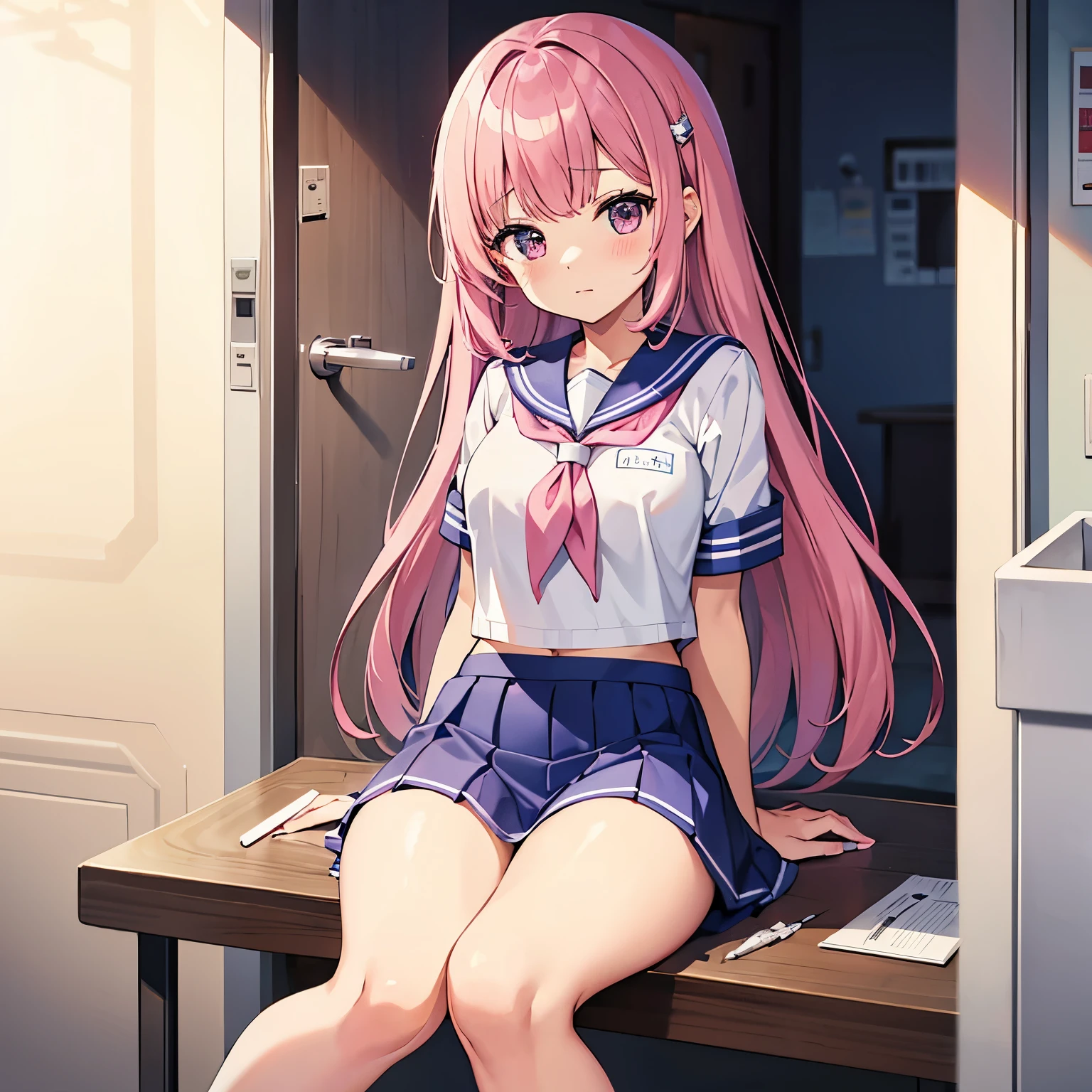 A pink-haired high school girl in a sailor uniform receives a vaccination、A man grabs your arm、Take the syringe and stick it into your upper arm.。.