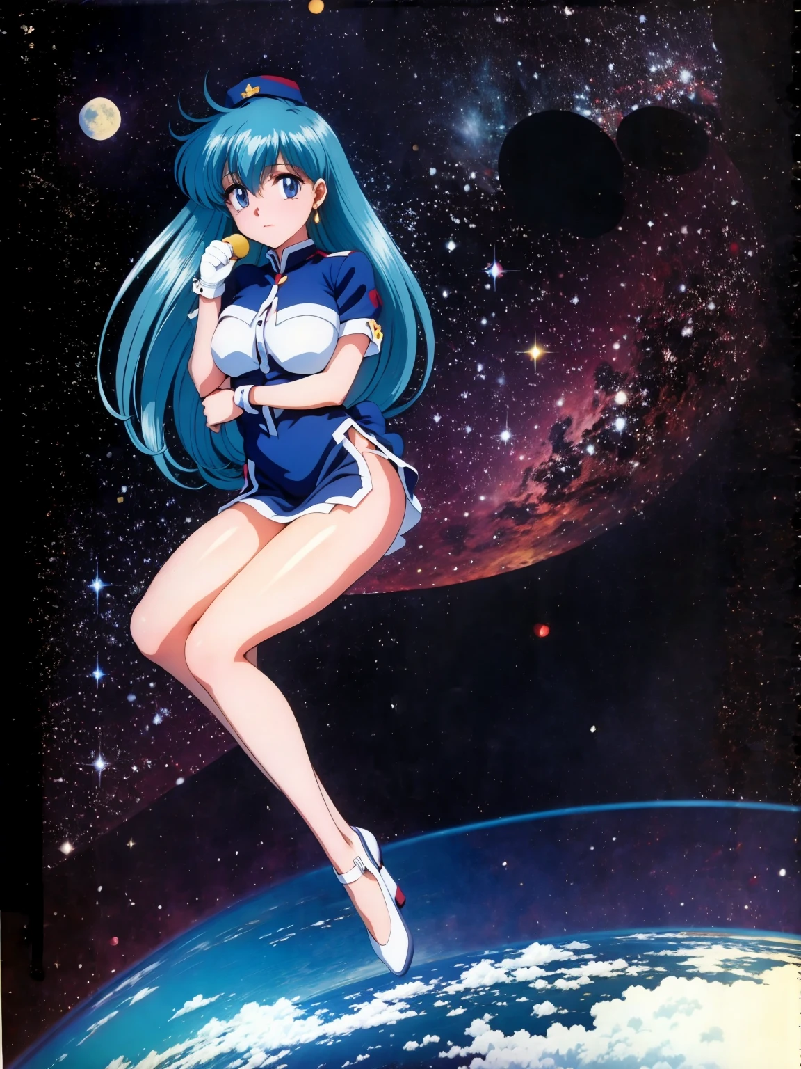 (masterpiece, highest quality:1.2), Tiangong Gui ，1 girl, Lonely,Subtle blue hair color, Panty shot