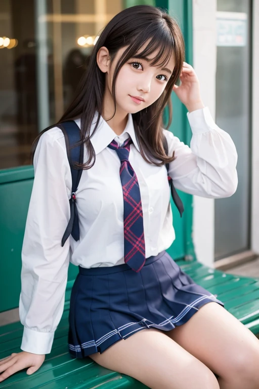 Cute Girls、Schoolgirl uniform、mini skirt、sit