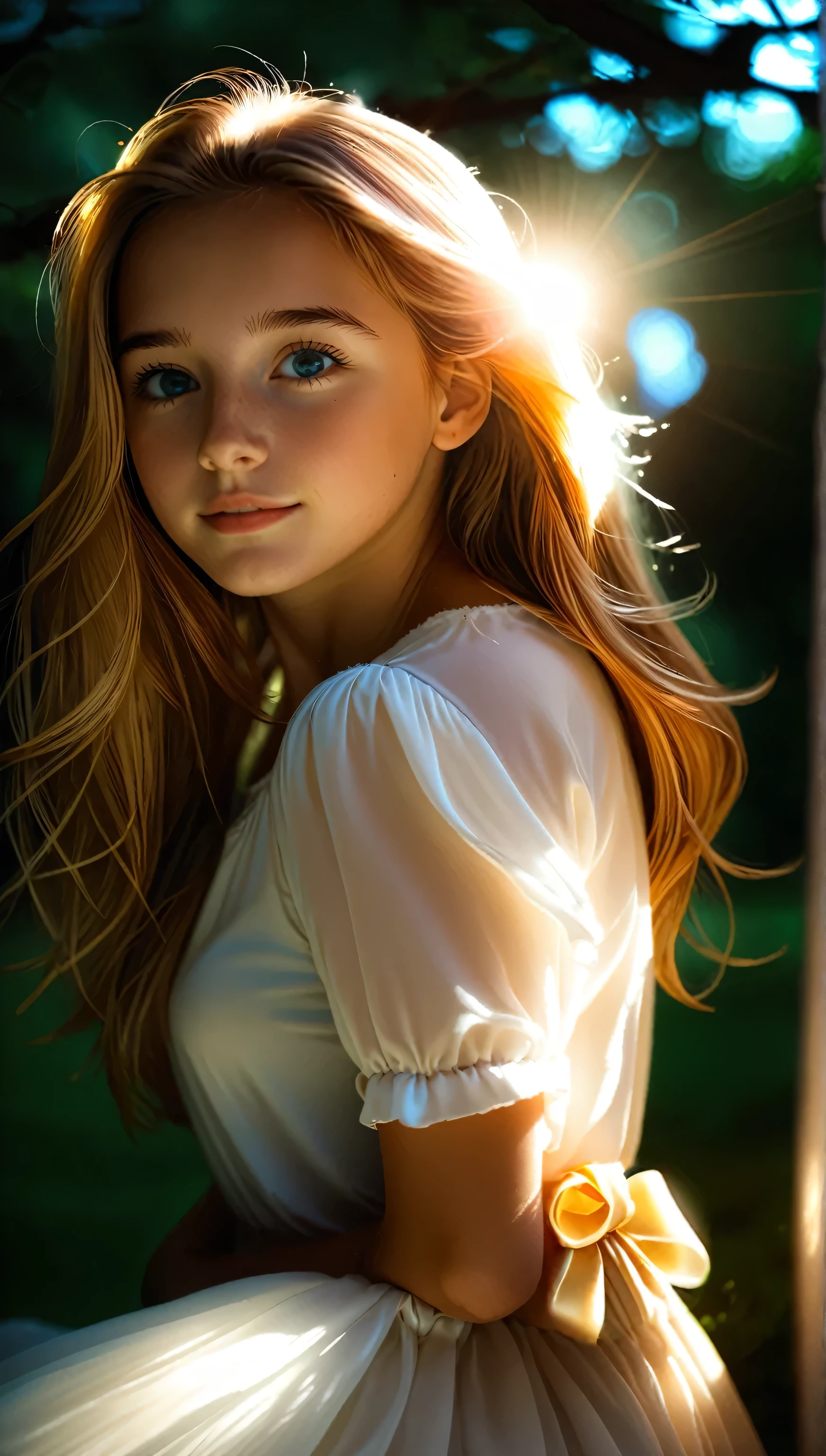 Beautiful girl in the setting sun