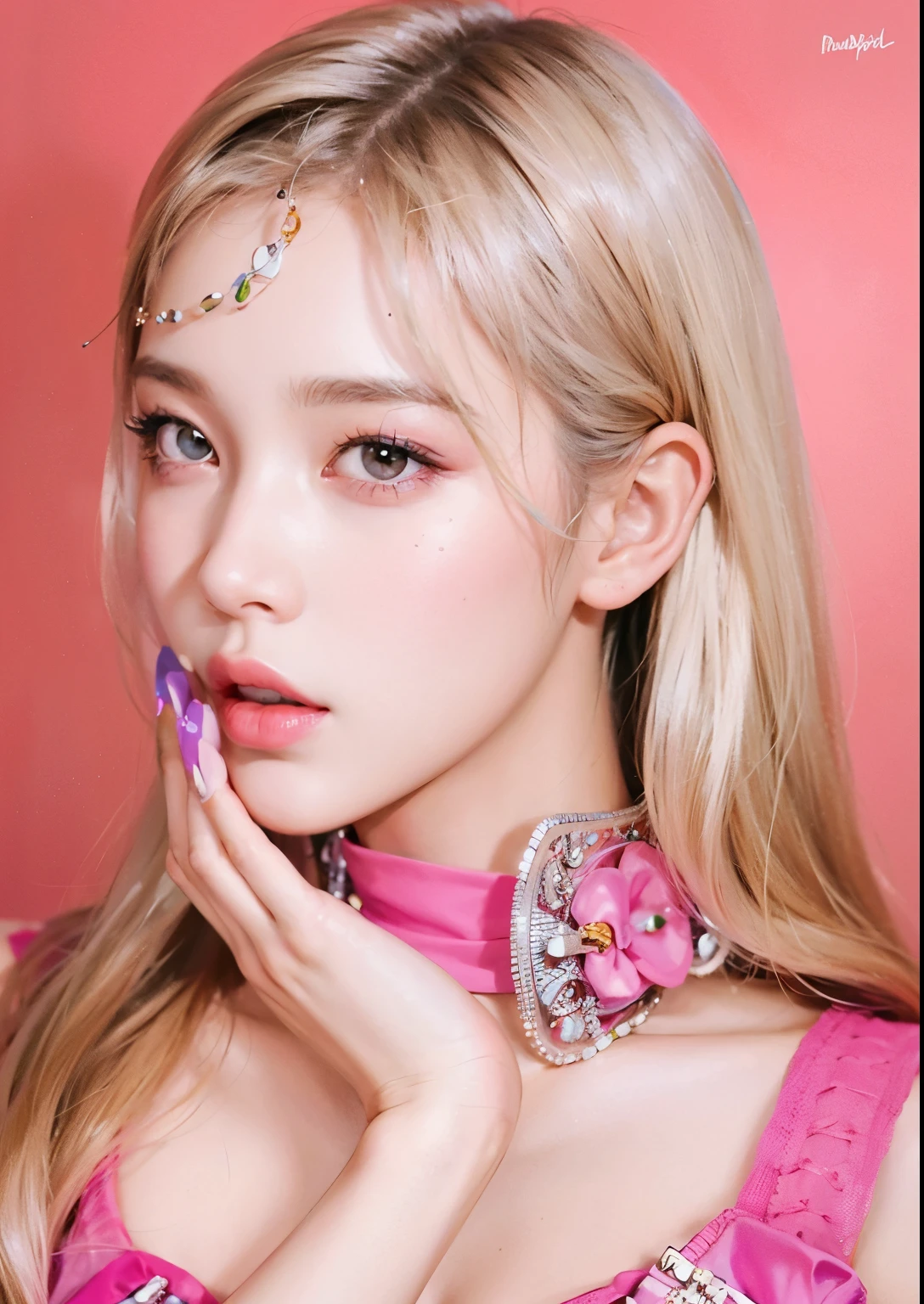 Close up of person wearing pink dress and necklace, Retrato de Josh de Blackpink, Blackpink&#39;s Roseanne Park, Josh de Blackpink, Retrato Jisoo Blackpink, BLACKPINK's Index, BLACKPINK's Index, Larissa Manoban of Blackpink, popular makeup in korea, Black Rose, Larisa Manoval, blackpink jennie, popular korean makeup