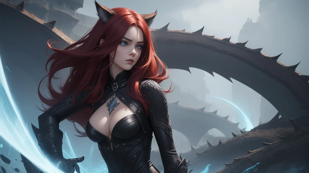 A captivating and mesmerizing dark fantasy illustration by the exceptionally talented artist Dragonsteel7. The focal point is a striking female character with enigmatic red hair, hypnotic wolf ears, and alluring blue eyes that exude a sense of mystery. She is dressed in an exquisitely intricate outfit adorned with sharp claw marks, adding to the overall vibe of hidden danger.
The artwork masterfully combines typography, fashion, product, and anime styles, pushing the boundaries of illustration and immersing the viewer in a one-of-a-kind visual experience. The high-quality render, poster, and photo seamlessly blend various styles, delivering a vibrant and striking portrayal of the character that transcends traditional illustration. The fusion of these elements creates an immersive, cinematic experience that showcases Dragonsteel7's, poster, cinematic, illustration, vibrant, 3d render, photo, fashion, anime, product, typography