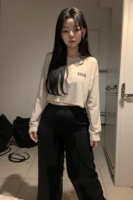 (Oversized_Shirt:1.2)、Oversized_Shirt、
Good Hand、4K、hight resolution、​masterpiece、top-quality、((Hasselblad photo))、foco nítido、(cinematlic lighting)、beautiful  lighting、dynamic ungle、[:(Detail Face:1.2):0.2]、Home、Short women、sixteen years old、Attractive paws、Emphasis on the thighs、slightly thicker thighs、Beautiful legs