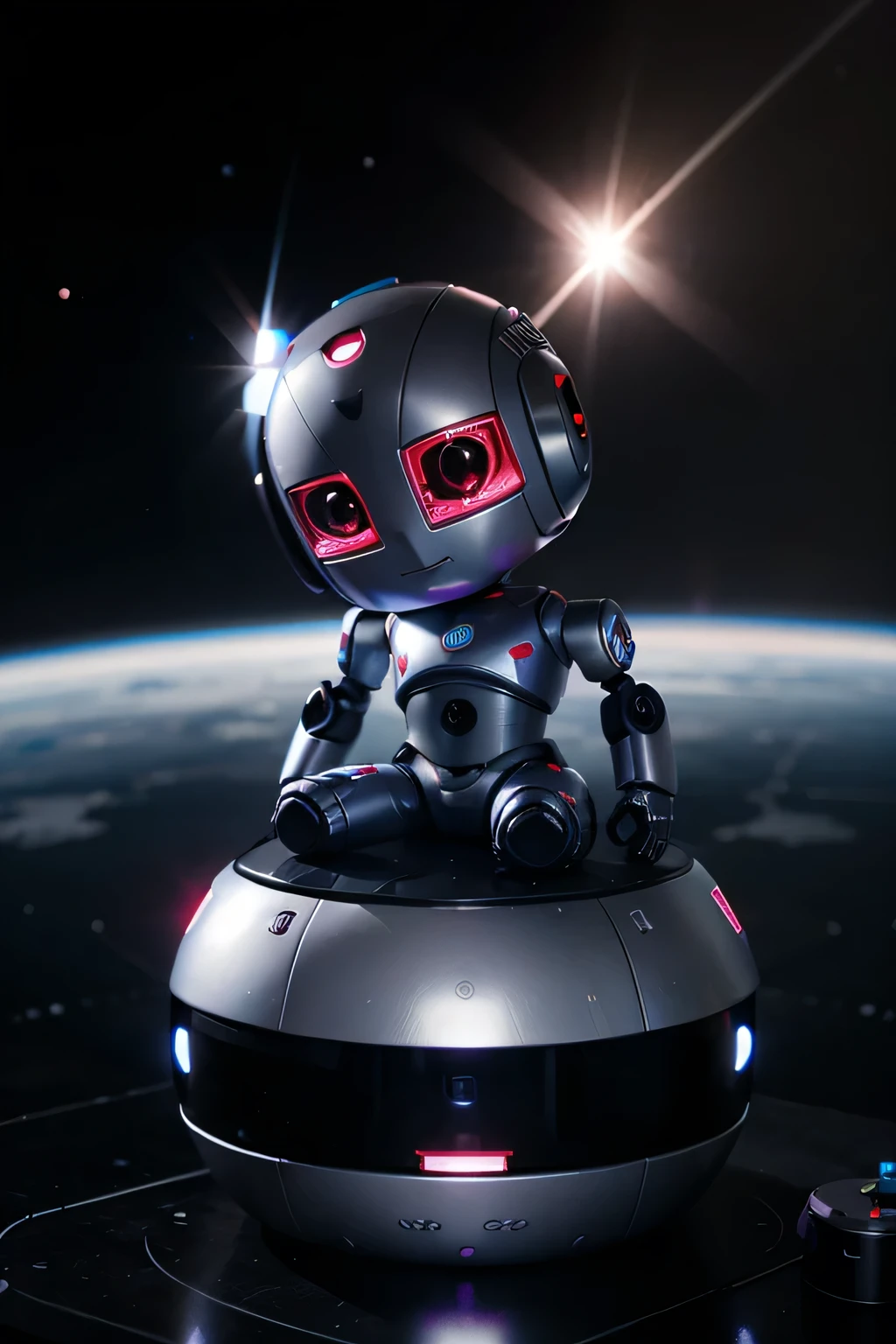 UN PETIT robot rose mignon dans un univers futuriste