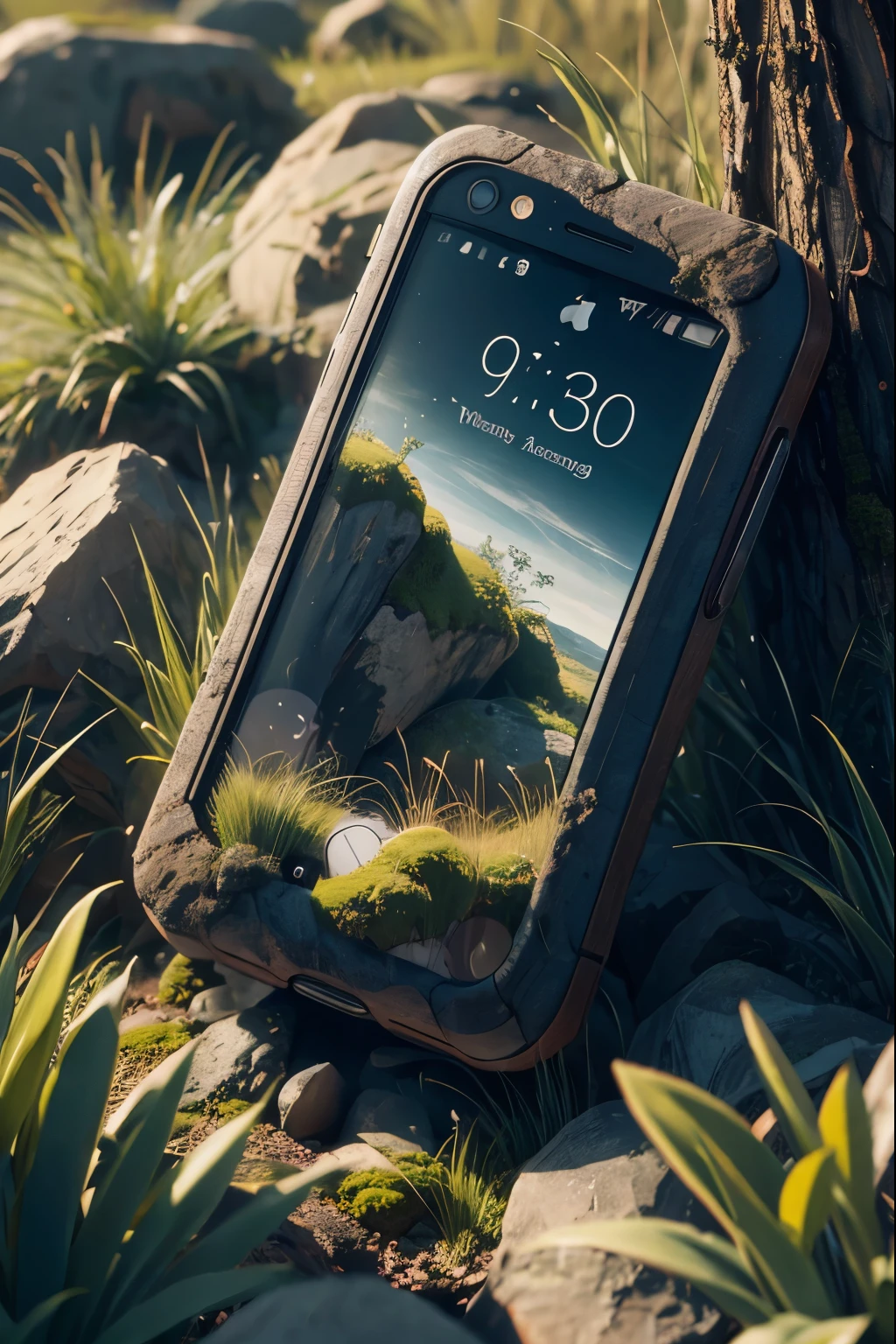 fossil, grass,moss, iphone, stream,