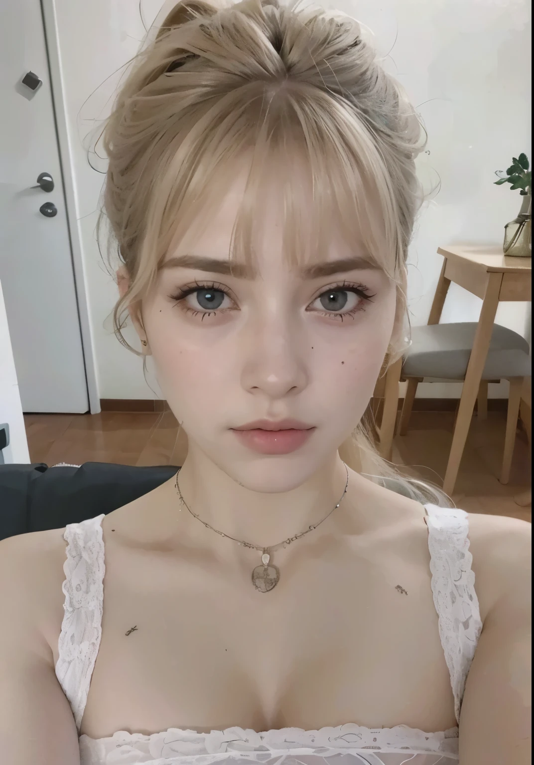 Garota loira de olhos azuis 
