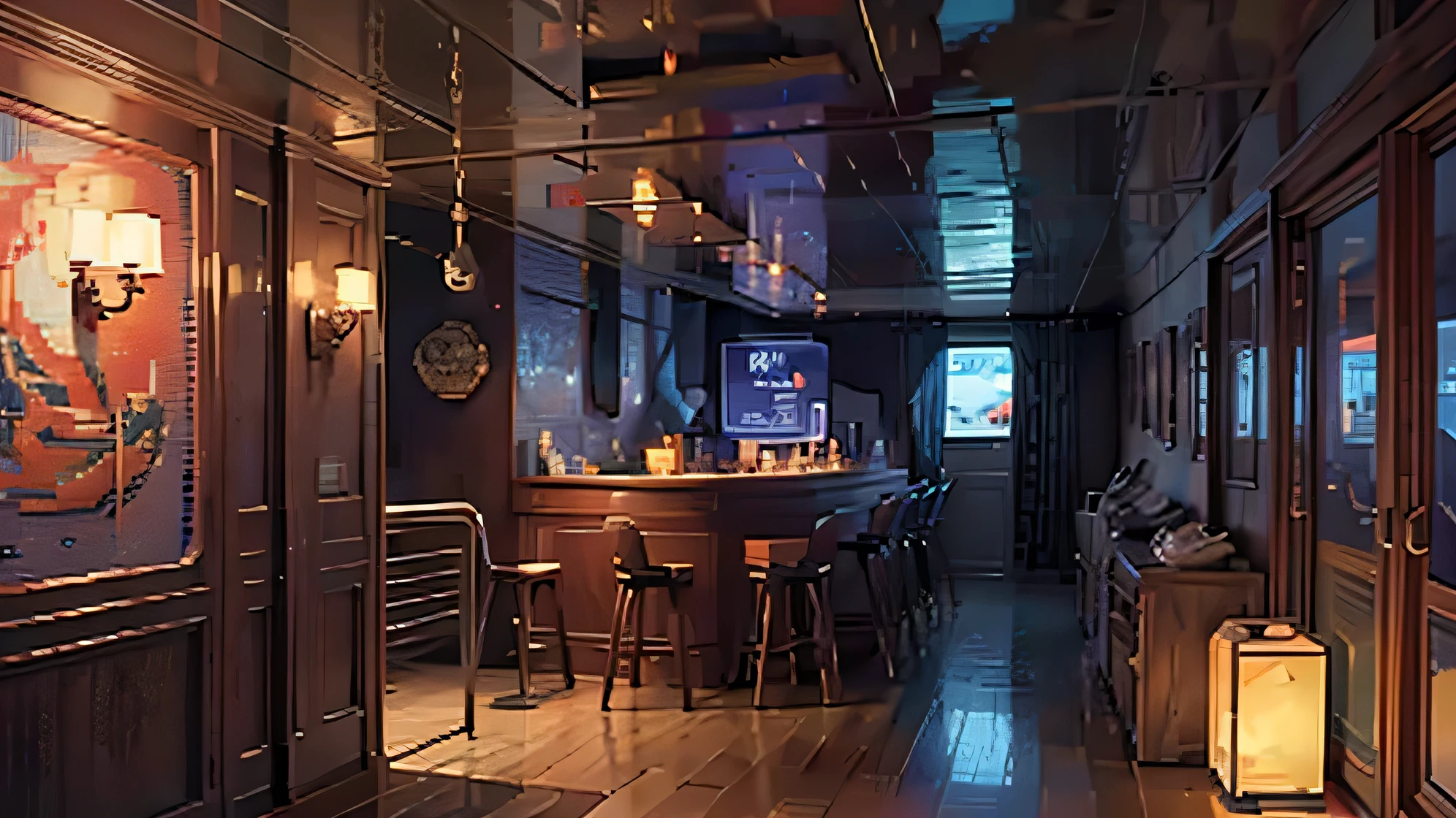 From a top-down perspective、Generate a pixelated game-style illustration of the interior of a cruise ship。Each room and corridor is depicted in detail.、cabin、restaurant、Pool、Ideally, it should include a distinctive area, such as an entertainment space.。In pixel art style、Use a vibrant and colorful palette。Try to create an overall retro gaming atmosphere.。

