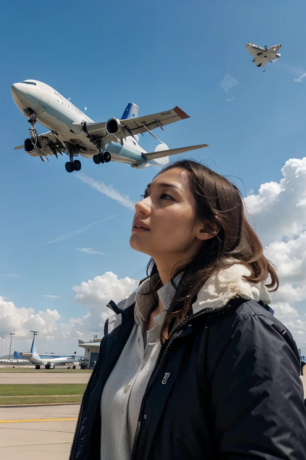  looking at plane in the sky