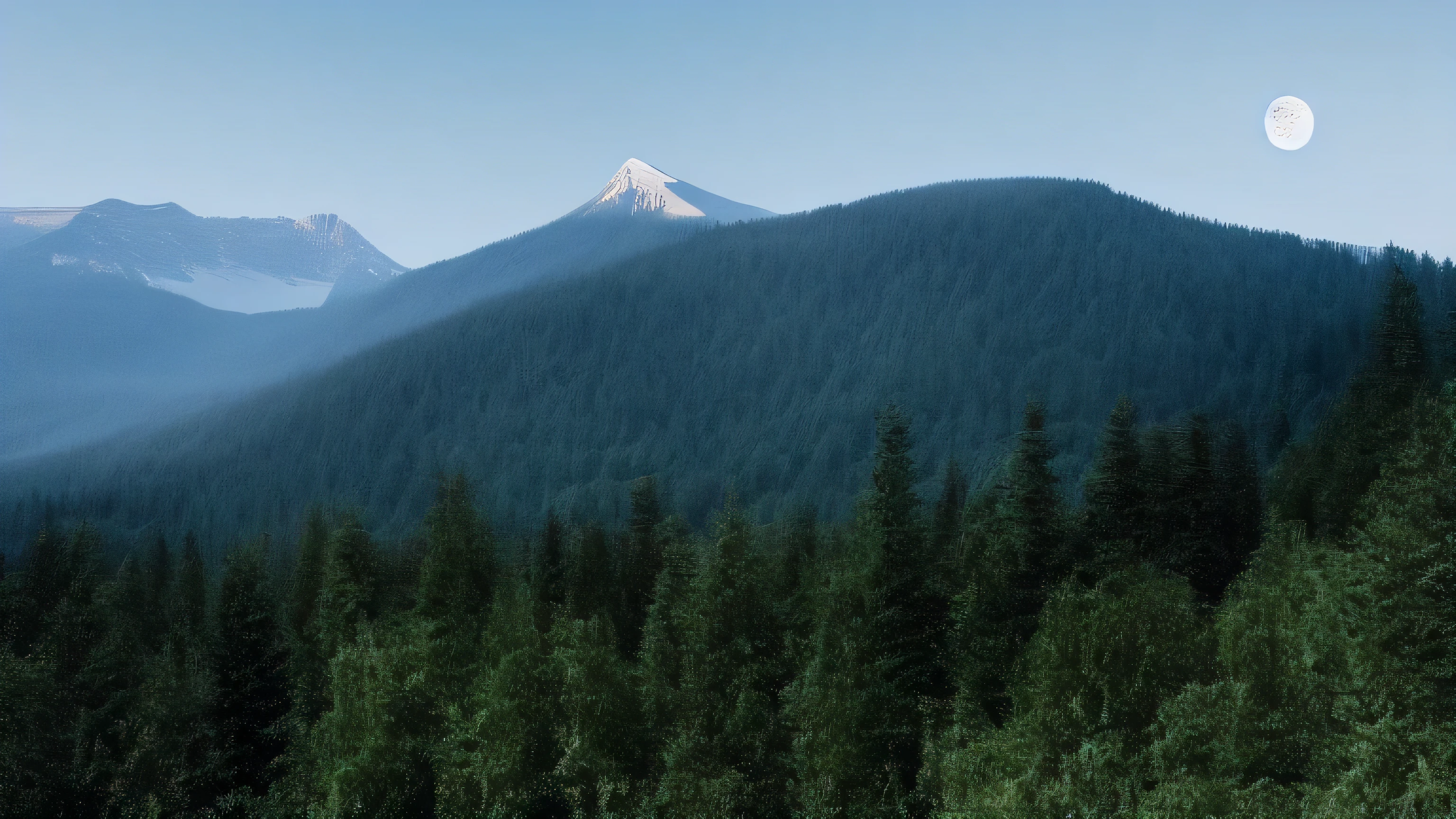 Nature Pron, Mountain、forest、moon、Realistic, Very detailed, sharp, 8k