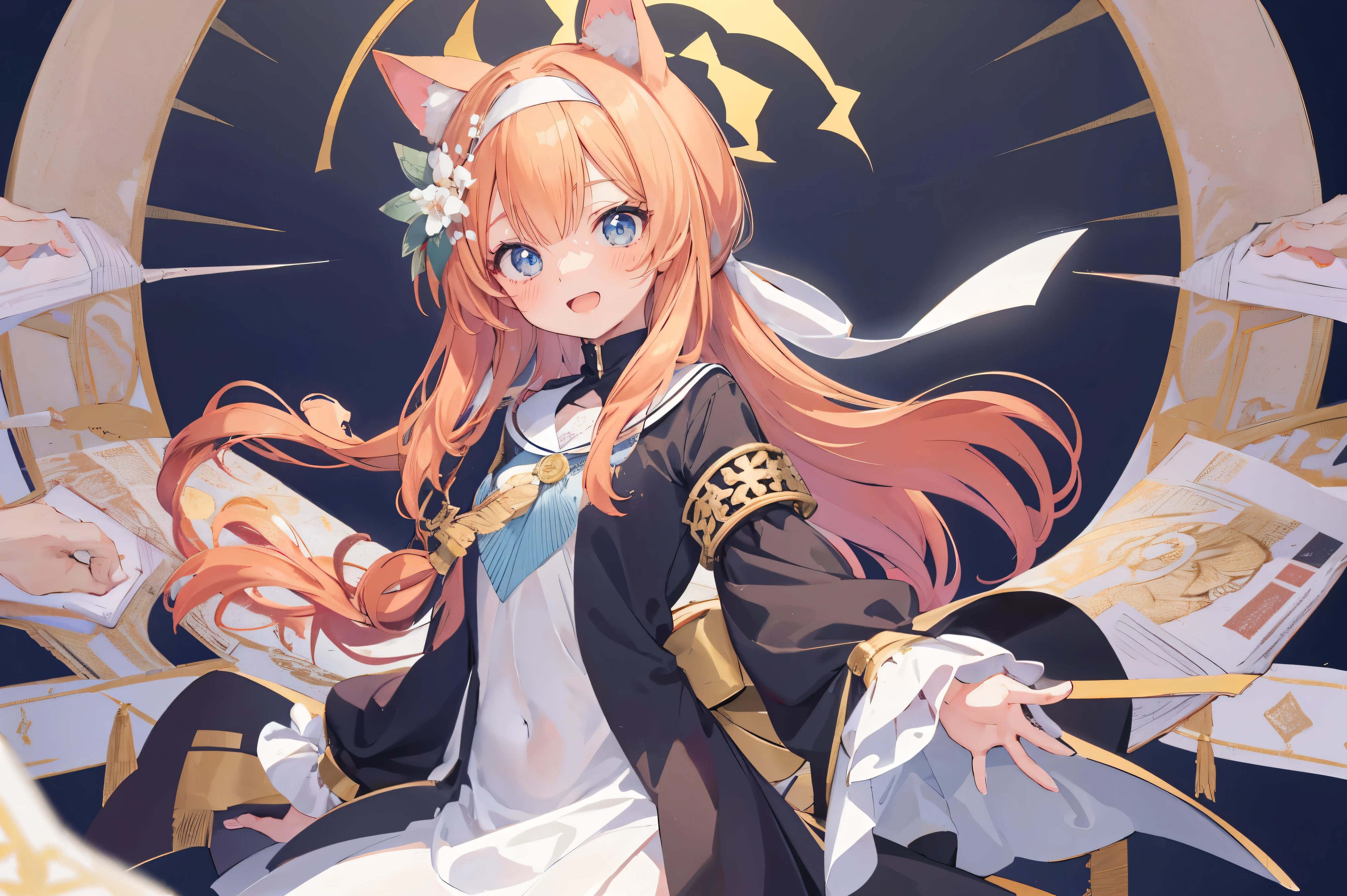 Masterpiece、Highest quality、highest quality、Good looking girl (blush, Perfect Face), independent , Looking into the camera, masterpiece, Anime art style, (Open Mouth Smile)、Shiny hair quality、Small face、Dynamic pose、Super detailed, beautiful, wide eyes、Ultra-detailed, clear and beautiful faces、(cute illustration:1.2), High-resolution, ultra-detailed, best quality, embarrassed、Thighs, Awards, Anatomically correct

