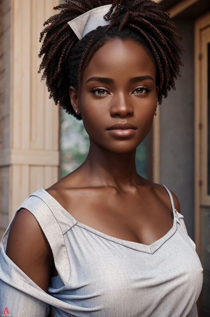 Ultra-realistic, 4k, photo professionnelle, fille de 15 ans, fille africaine d'origine tchadienne et congolaise ,fille musulmane , hdr, detailed face, corps moyen, robe logue rose de princesse cachant le cou, chef-d'artwork, (Lighting), (1 seul), fond de plage, Realistic background, Realistic photo