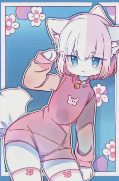Anime boy with pink shirt and white crotch, und eine rosa Katze, fursona!!!!, female furry mini cute style, cute anime catboy, pelzige Fursona, Pelzige Kunst!!!, Holo is a wolf girl, pelzige Furaffinität, fursona art, Nyaruko-san, weibliche Fursona, nekomimi, Anime-Catboy, Fursona-Auftrag, Allein, dick_Schenkel, white outline, cute, shy