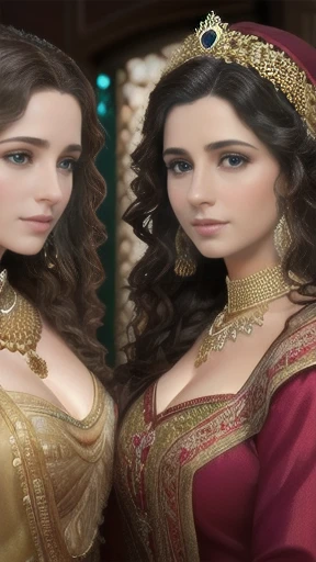 a group of beautiful jewish women, detailed portrait, mesmerizing eyes, full lips, flawless skin, long curly hair, elegant traditional clothing, warm lighting, intricate jewelry, cultural patterns, serene expression, soft focus, cinematic composition, highly detailed, photorealistic, (best quality,4k,8k,highres,masterpiece:1.2),ultra-detailed,(realistic,photorealistic,photo-realistic:1.37)