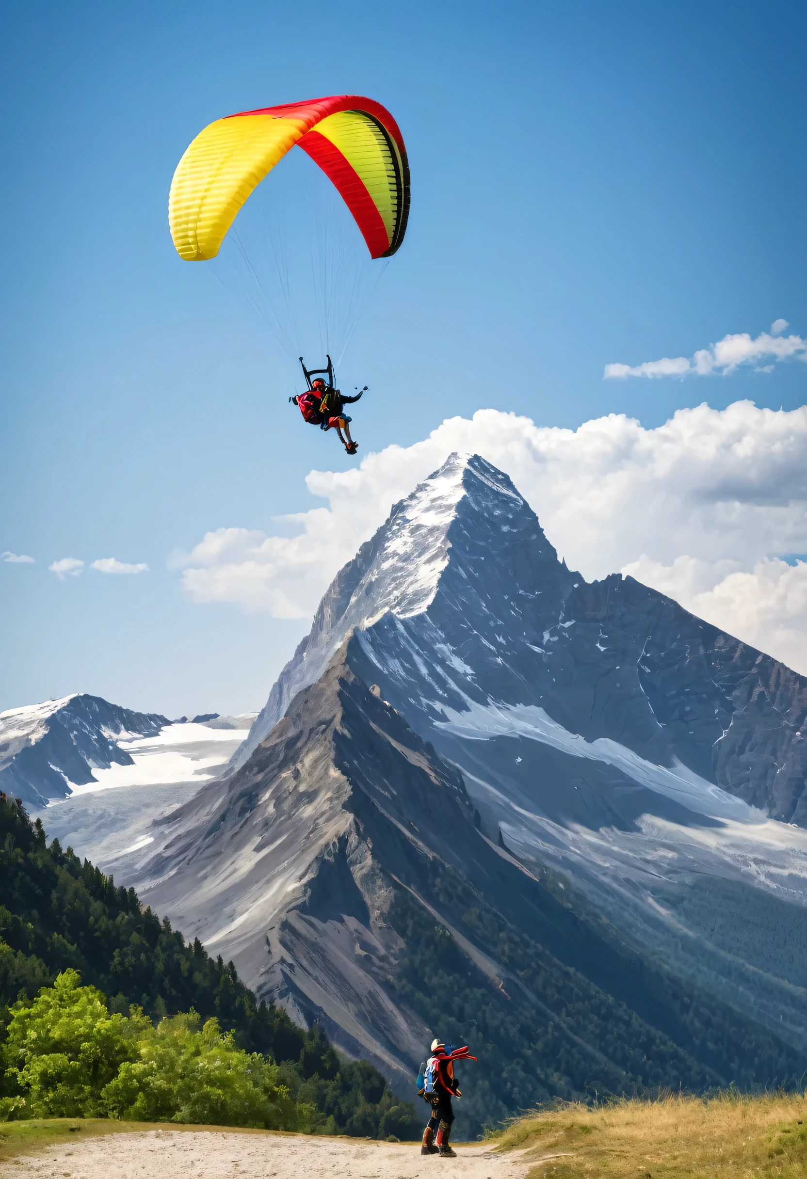 paraglider with mountain decor