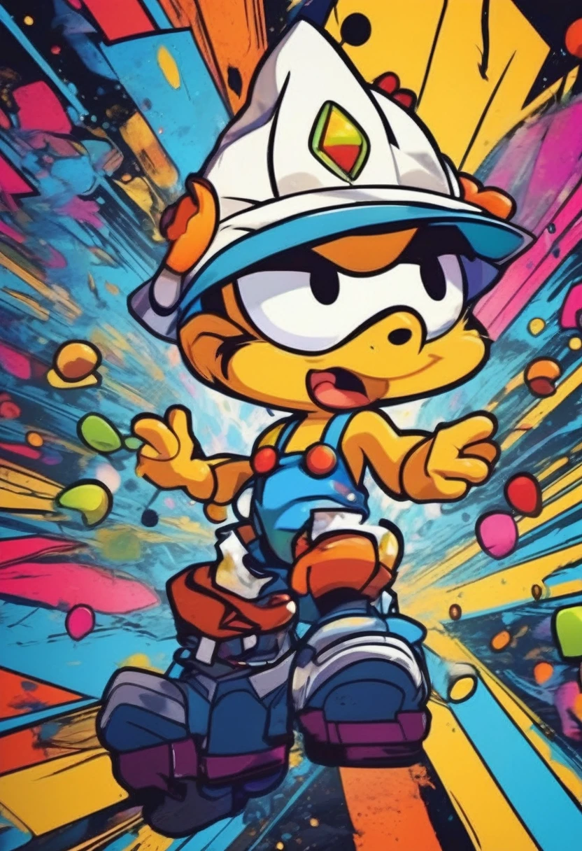 90s Cartoons, a cartoon character from the 90s, cartoon style, vibrant colors, 1990s, 90s nostalgia, detailed facial features, bright and dynamic, dynamic pose, well-defined shapes, whimsical, playful expression, bold outlines, high contrast, exaggerated features, dynamic background, retro aesthetic, 2d animation, hand-drawn, (best quality,4k,8k,highres,masterpiece:1.2),ultra-detailed,(realistic,photorealistic,photo-realistic:1.37)