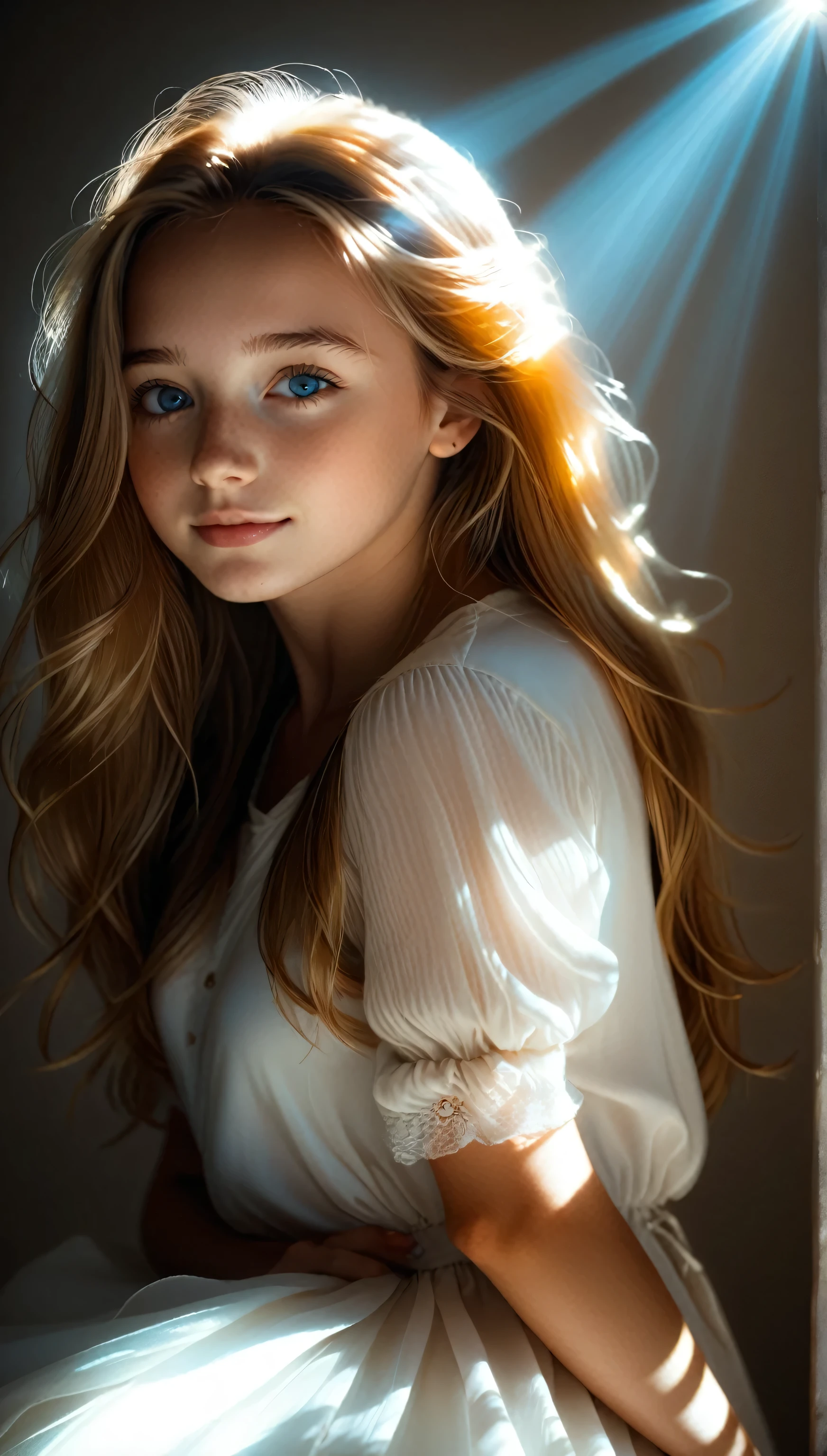 Beautiful girl in the light