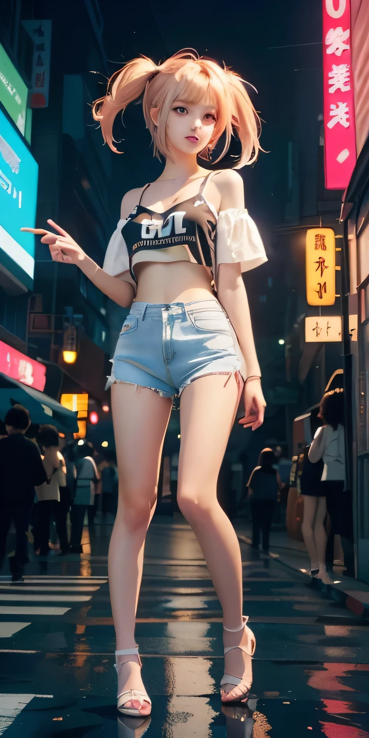 Anime girl standing on a city street wearing shorts and a shirt, Gweiz-style artwork, Ilya Kuvshinov. 4k yen, Realistic Anime 3D Style, Ross Tran style, City Girl Fan Art, Anime Style. 8k, Digital anime illustration, Trending on cgstation, digital art Ilya Kuvshinov