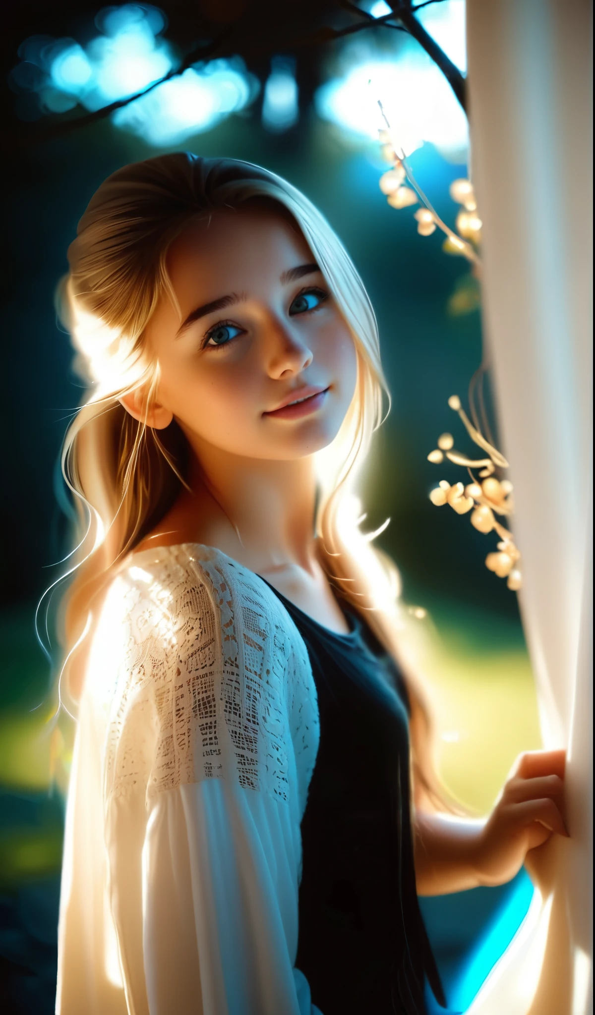 Beautiful girl in the light