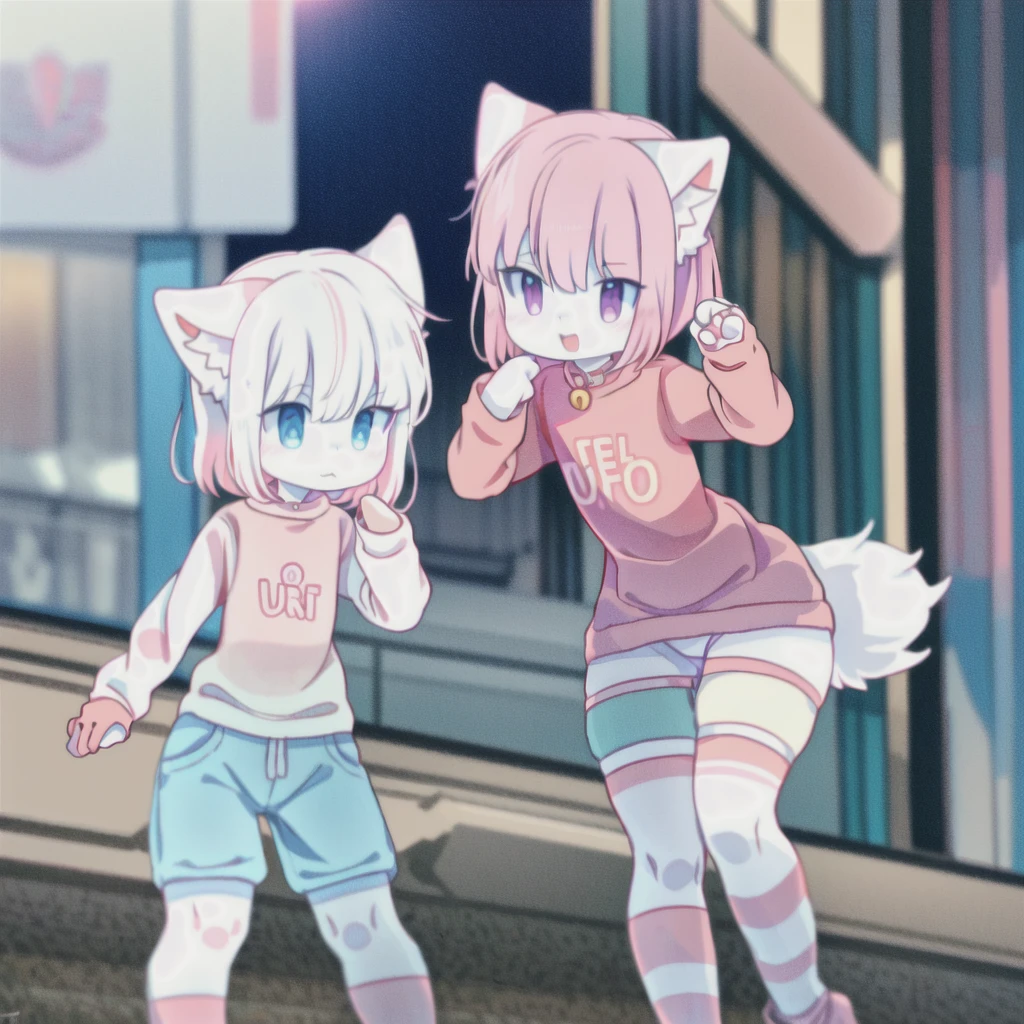 Anime boy with pink shirt and white crotch, und eine rosa Katze, fursona!!!!, female furry mini cute style, cute Anime-Catboy, pelzige Fursona, Pelzige Kunst!!!, Holo is a wolf girl, pelzige Furaffinität, fursona art, Nyaruko-san, weibliche Fursona, nekomimi, Anime-Catboy, Fursona-Auftrag, Allein, dick_Schenkel, Full body image, herausgezoomt, shy