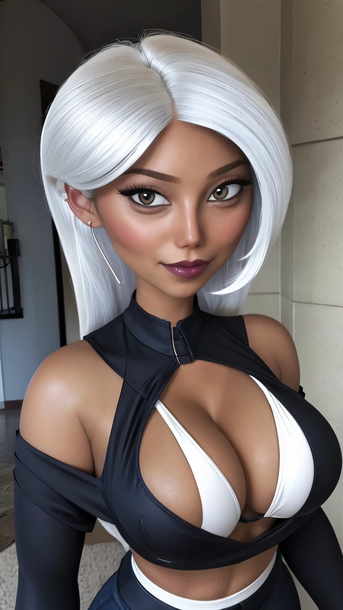 Mirage, busty. White hair. 