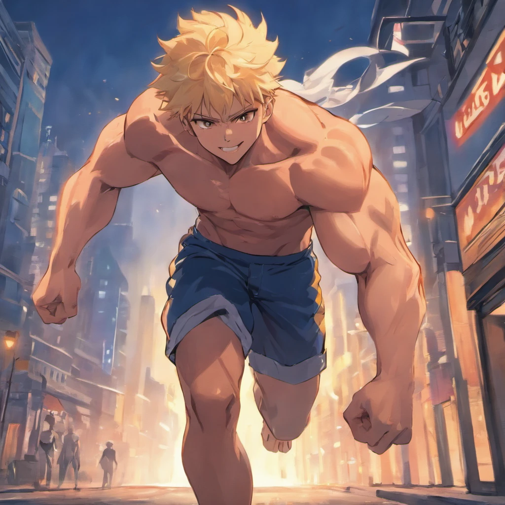 Muscular young male, city background, walking around the city, wesring tanktop, huge muscle, close up, hyper muscle, smiling