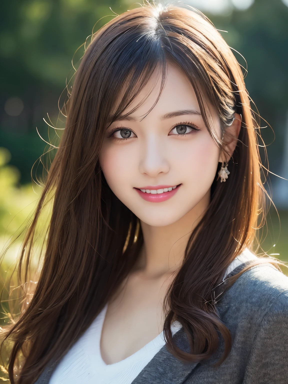 masutepiece, Best Quality, Illustration, Ultra-detailed, finely detail, hight resolution, 8K Wallpaper, Perfect dynamic composition, Beautiful detailed eyes, doress,Medium Hair, Big are visible, Natural Color Lip, Random and sexy poses,Smile,20 years girl