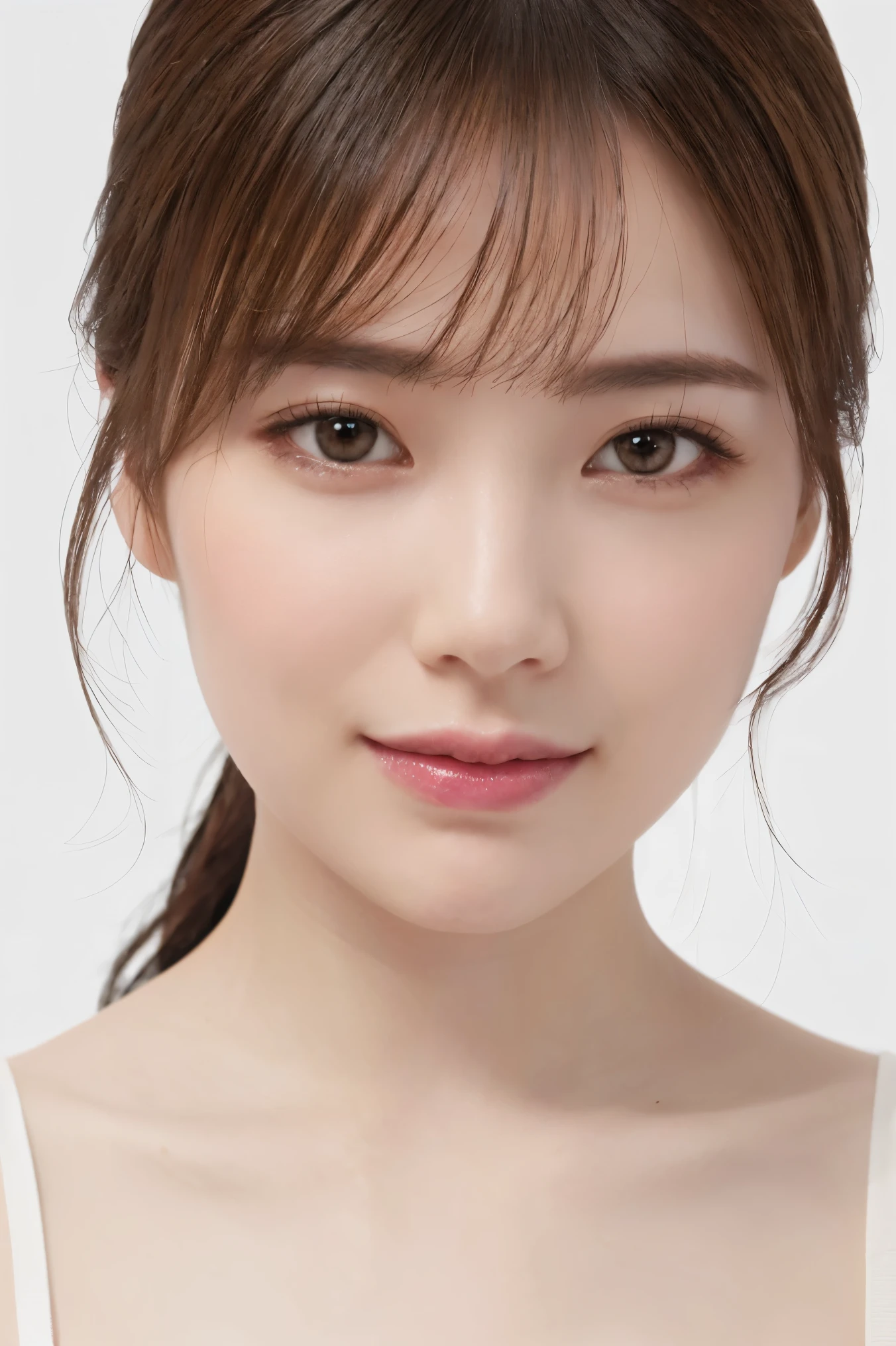 (Tabletop、highest quality、8k、Award-winning works、Ultra-high resolution)、One Woman、(Face close-up:1.1)、(Pure white background:1.1)、Perfect beautiful face