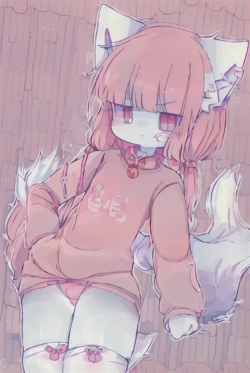 Anime boy with pink shirt and white crotch, und eine rosa Katze, fursona!!!!, female furry mini Niedlich style, Niedlich anime catboy, pelzige Fursona, Pelzige Kunst!!!, Holo is a wolf girl, pelzige Furaffinität, fursona art, Nyaruko-san, weibliche Fursona, nekomimi, Anime-Catboy, Fursona-Auftrag, Allein, dick_Schenkel, white outline, Niedlich, shy, Allein, freier bauch, freie Oberschenkel, round hips, pink fluffy thigh highs