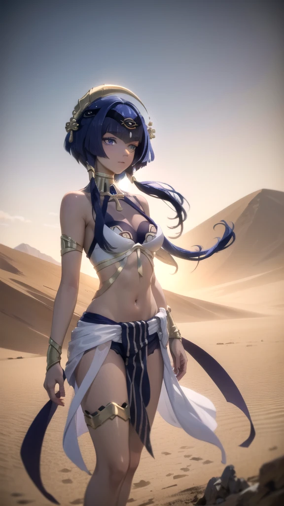 (High Detail:1.2) Anime Girl, (Cinematic Lighting, Delicate Colors), (Desert:1.2), Lighting Calm, Wind, Fog. Turquoise, delta tones.