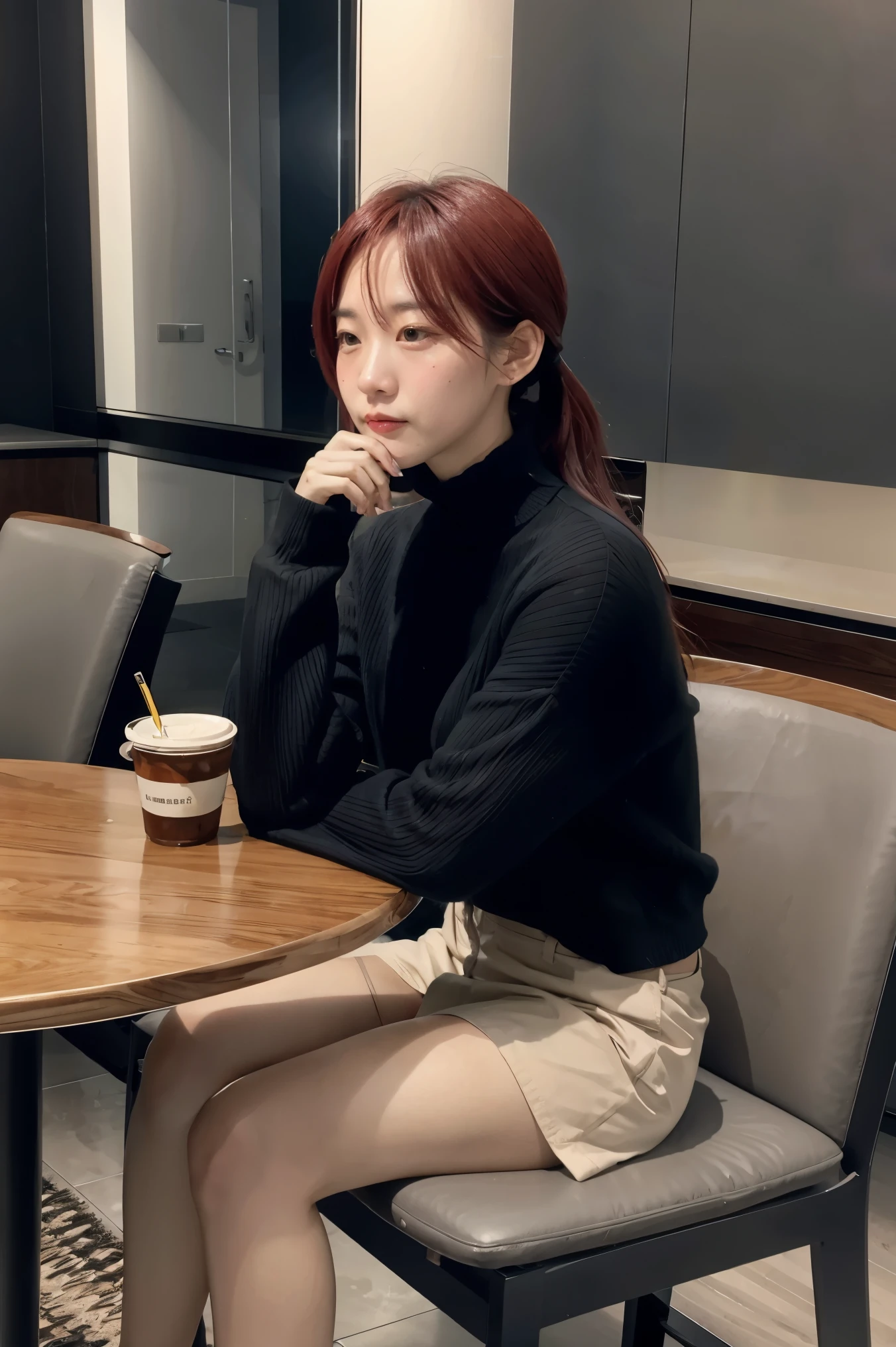 There was a woman sitting at the table