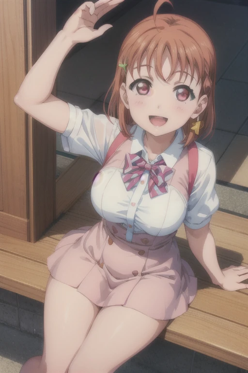 (((pixel-perfect, detail-perfect))), solo, 1girl, chika takami, uranohoshi , bowtie, looking at viewer, smile, :d
