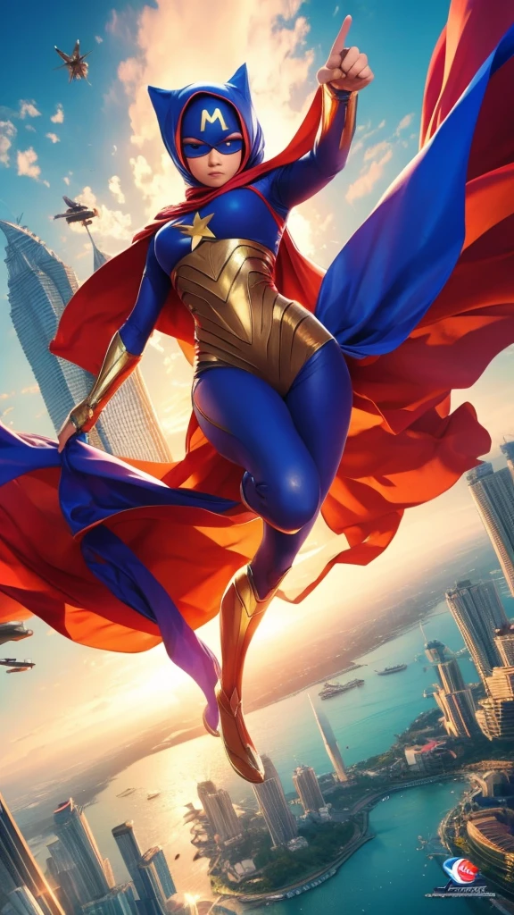 Superhero flying hijab woman Malaysia