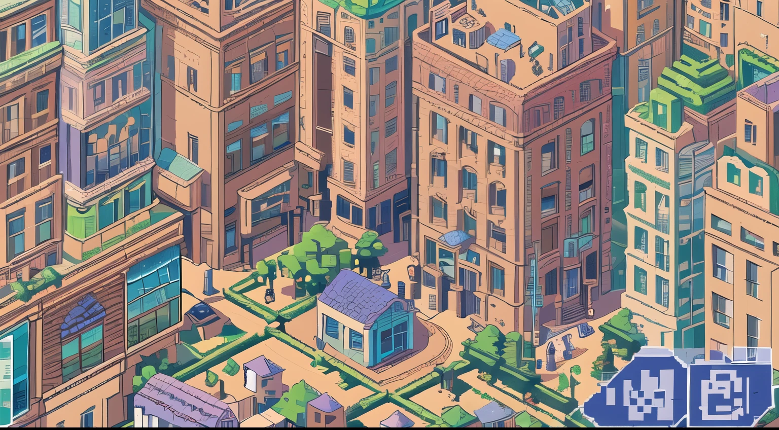 arafed view of a city with a lot of buildings, beautiful detailed pixel art, isometric New York city, isometric pixel art, detailed pixel art, busy cityscape, crowded city, busy city, isometric pixelart, incredible isometric screenshot, detailed pixel artwork, isometric art, pixel town, pixel art isometric drawing, isometric voxel art