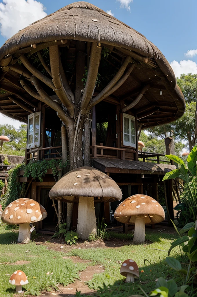 Magic hut, Huge mushrooms grow nearby