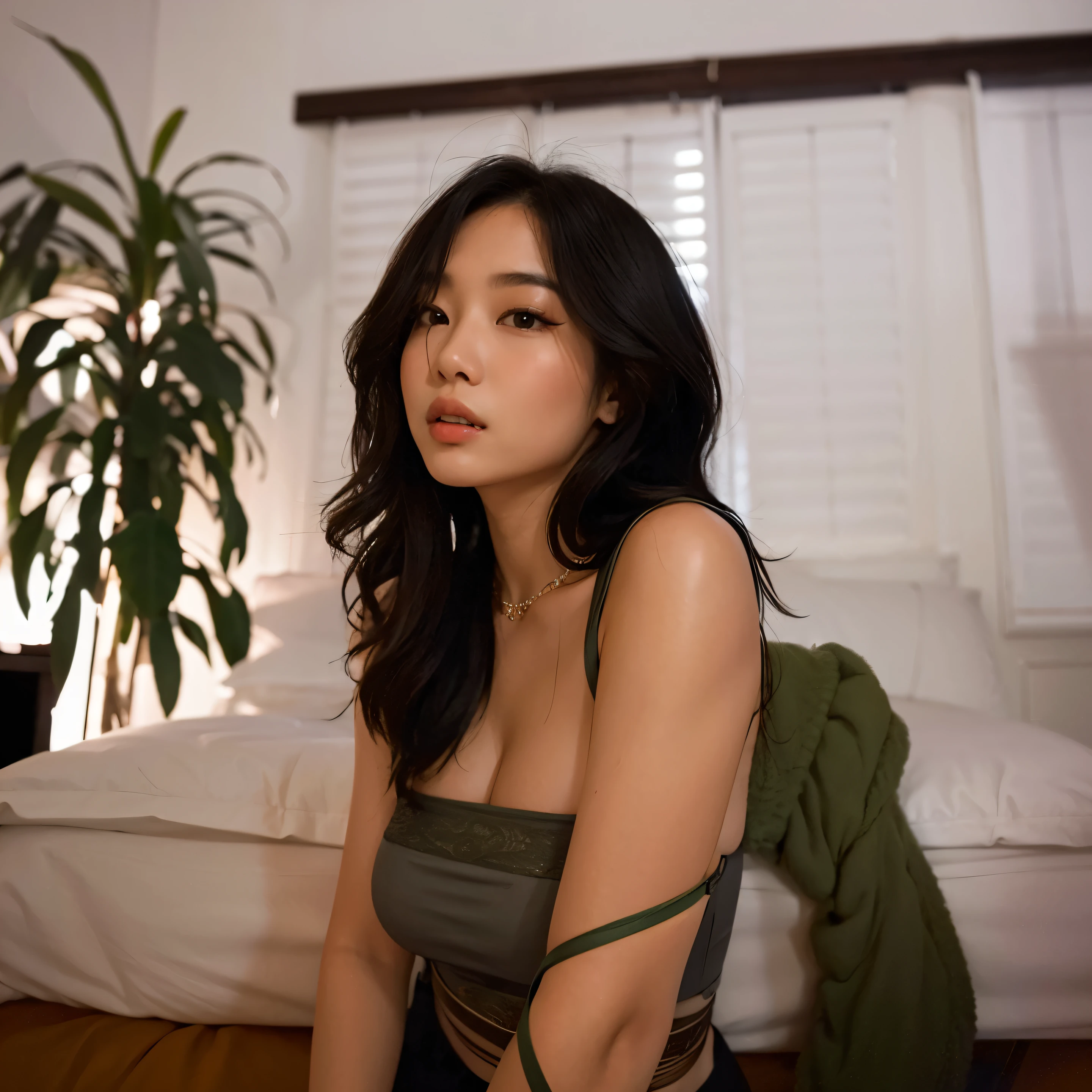 there is a woman sitting on a bed in a room, gorgeous young Mulher coreana, beautiful Asian girl, Asian girl, coreana, beautiful young Mulher coreana, beautiful south Mulher coreana, gemma chen, posando em um quarto, an Asian woman, a young Asian woman, beautiful Asian woman, young Asian girl, Asian woman, TaeJune Kim, Mulher coreana, Asian women