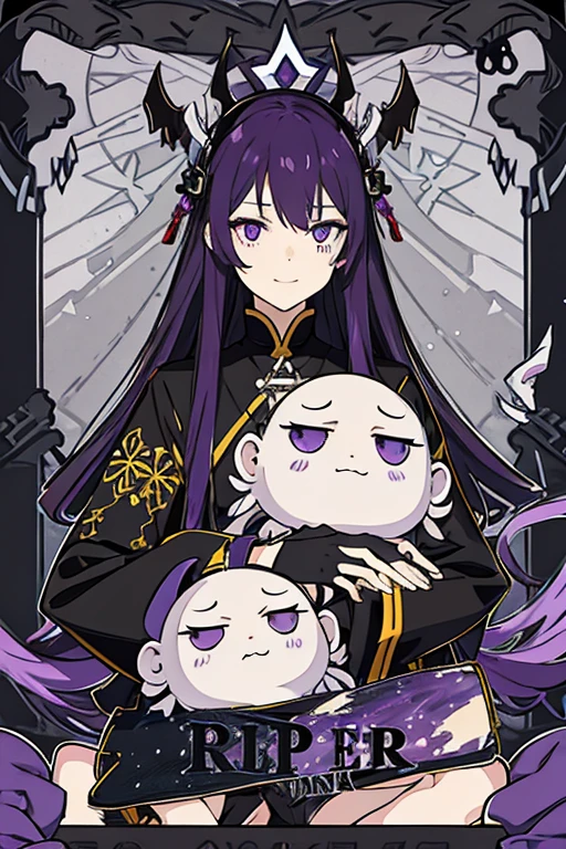 Ai hosino Black star eyes、Creepy Smile、Suspicious Night、Purple Eyes、Purple hair long、