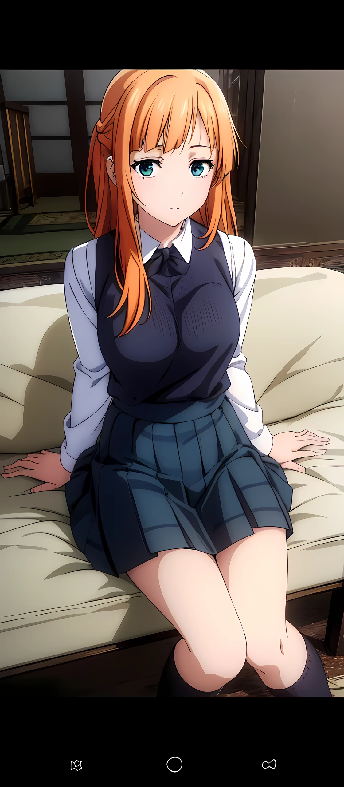 ((best quality)),((highly detailed)),masterpiece,absurdres,detailed face,beautiful face,(detailed eyes, deep eyes),1girl, may, purple eyes, orange hair, long hair, 独奏, breasts, large breasts,lips,sidelocks, bangs,smile、blush、Huge breasts、,((Mastepiece)), (Best Quality), Peeing on the bed、Very soft bed、、Extremely detailed, Shiny skin, Depth of written boundary, Vivid Color,From above,Spread legs,Spread ,,Embarrassing,Open Mouth,How ,1 Boy,,cowgirl position,, Highly detailed lingerie bra、Highly detailed panties、 Large Breasts, Pantyhose,Under pants, White shirt, Shirt lift, Lift it yourself, bra, Belly button、room,
