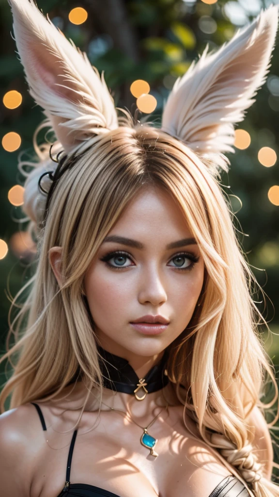 anime style, a closeup of a cartoon of a woman with ears and rabbit tail, with rabbit tail, with rabbit ears, girl design, mara, portrait, giesha, anime image, long hair, pink hair, hair covering ears, happy, polished and powerful look, exotic, tall