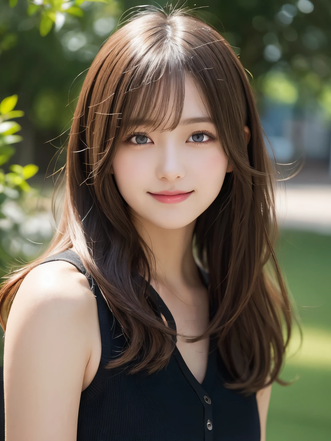 masutepiece, Best Quality, Illustration, Ultra-detailed, finely detail, hight resolution, 8K Wallpaper, Perfect dynamic composition, Beautiful detailed eyes, doress,Medium Hair, Big are visible, Natural Color Lip, Random and sexy poses,Smile,20 years girl