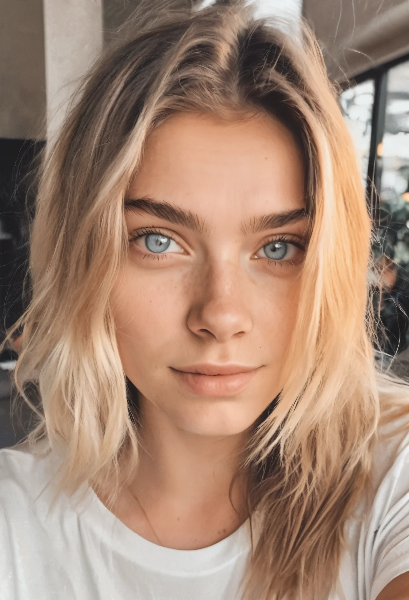 instagram photo, portrait photo of a 20-year-old Russian woman, cute face, perfectly detailed eyes, natural skin, well-lit face, looking directly into the camera