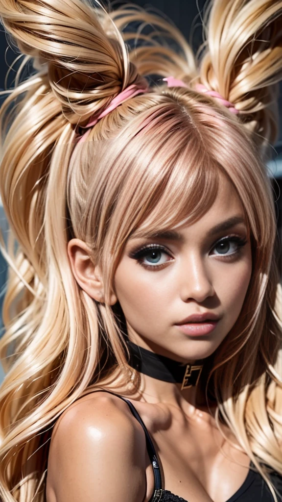 anime style, a closeup of a cartoon of a woman with ears and rabbit tail, with rabbit tail, with rabbit ears, girl design, mara, portrait, giesha, anime image, long hair, pink hair, hair covering ears, happy, polished and powerful look, exotic, tall