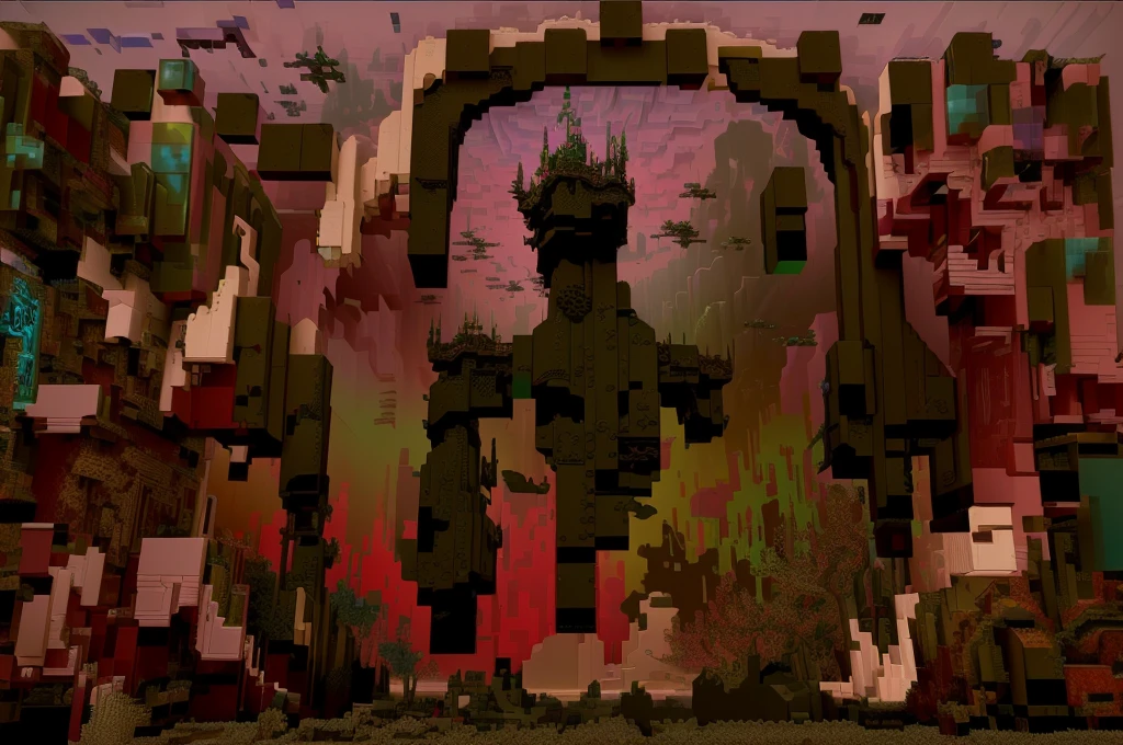 Lego and other toys are displayed in the room, glitchy fantasy picture, Heavy artifact JPEG blurry, video more, surreal scene, LSD visual effects, beautiful glitch art dream, video game yet, ( ( glitch art ) ), another cinema, another fractal, HD mixed media 3d collage, Jared Forest on glitchchart, psychedelic glitch art, abstract fractal automaton