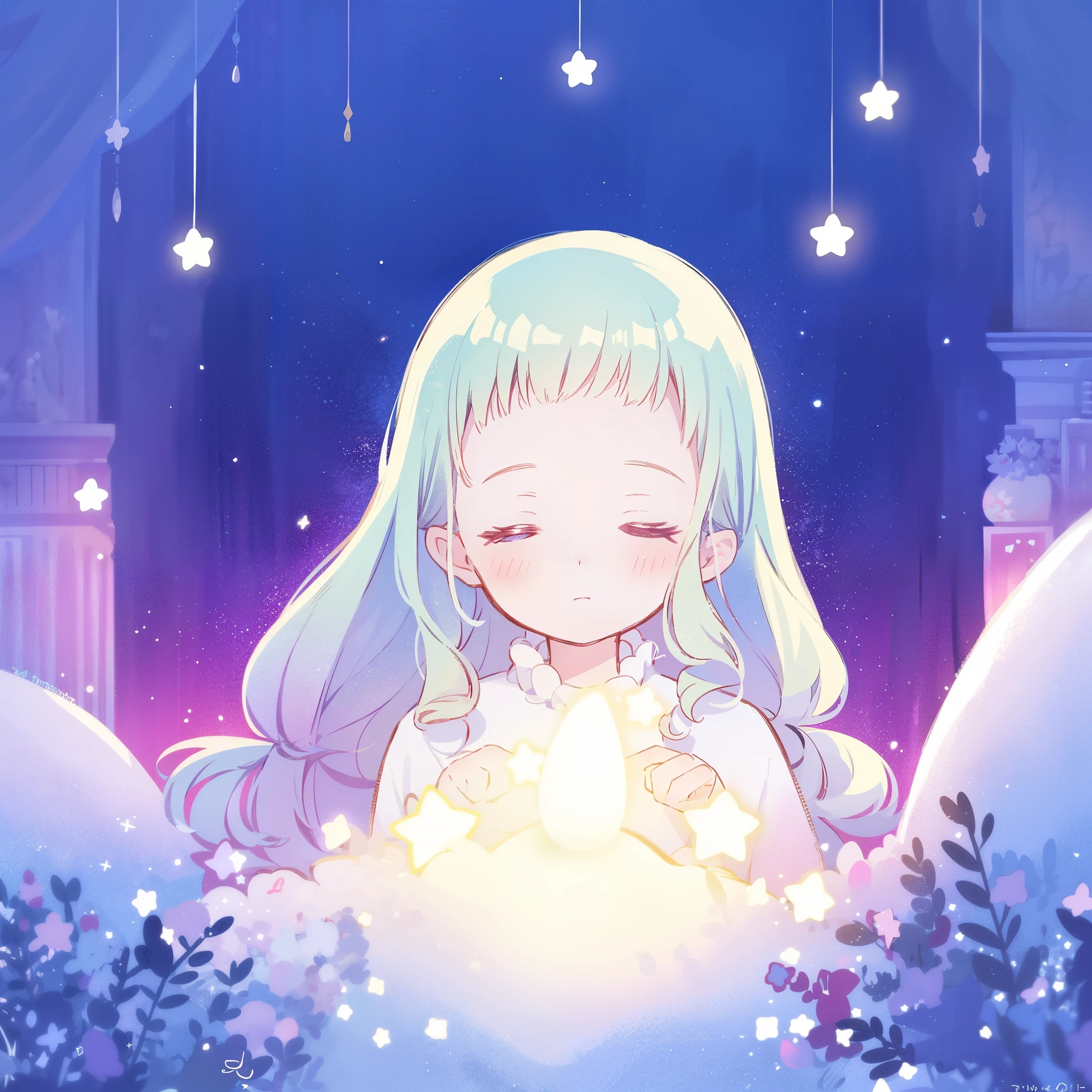 complex background, wishing star background, a woman wearing an ethereal mystical pink translucent dress that reflects the stars, dreamy, peaceful, serene composition, glowing stars, glowing, perfume promo art, mystic, complex drawing, highly detailed, Covergirl brand, promo art, artistic rendition, ethereal, starry night, midjourney style